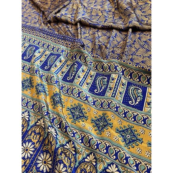 Indian Silk Bollywood Saree in Green, Blue, and Gold Color - Picture 8 of 8